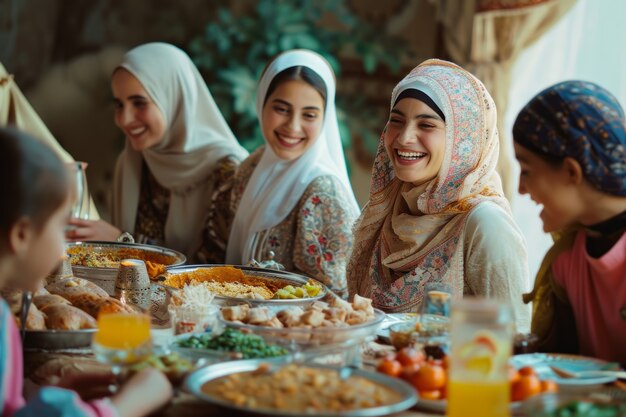 Persone di medio livello che celebrano l'eid al-fitr