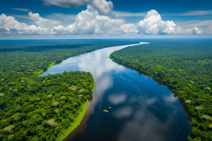 Foto gratuito perspettiva di una bellissima copertura arborea con il fiume