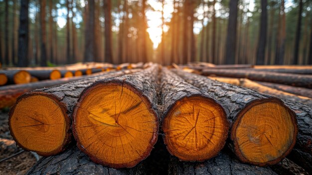 Perspettiva fotorealista dei tronchi di legno