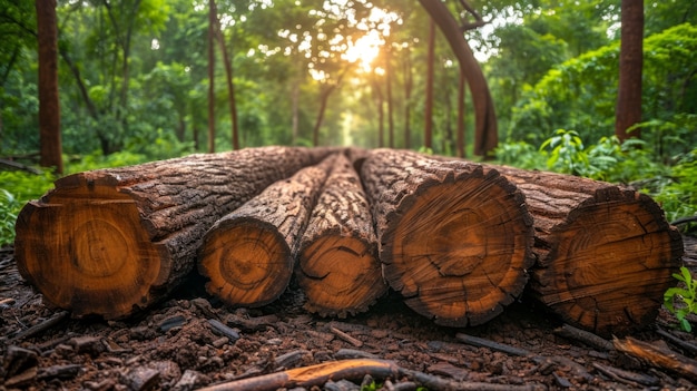 Perspettiva fotorealista dei tronchi di legno