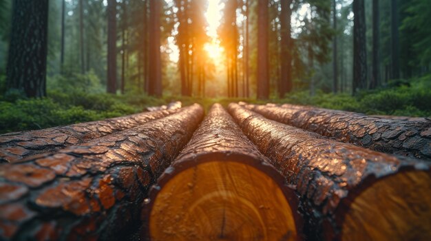 Perspettiva fotorealista dei tronchi di legno