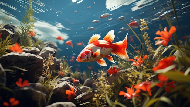 Pesce carino vicino alla barriera corallina