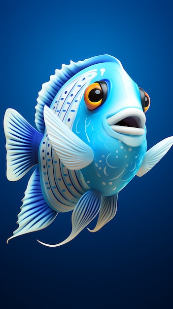 pesce del fumetto 3d sott'acqua