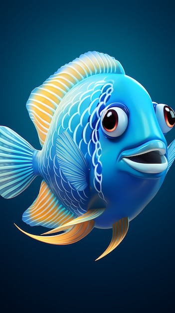 pesce del fumetto 3d sott'acqua