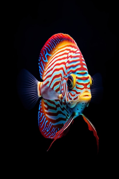Pesci colorati a disegni intricati con sfondo nero