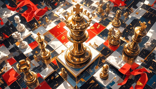 Pezzi di scacchi astratti in stile arte digitale