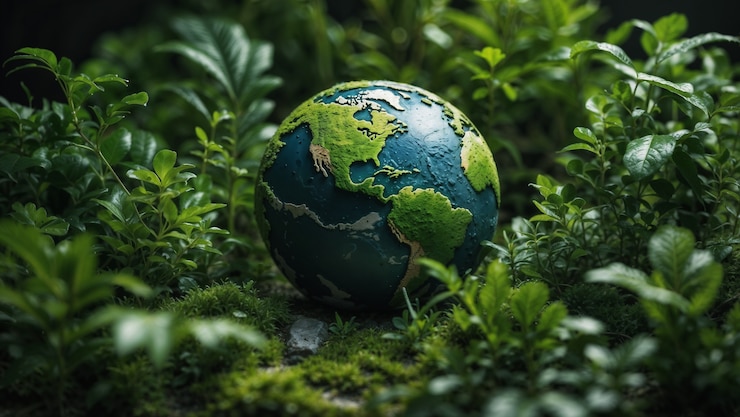 Foto gratuito pianeta terra circondata da natura e vegetazione