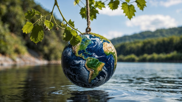 Foto gratuito pianeta terra circondata da natura e vegetazione