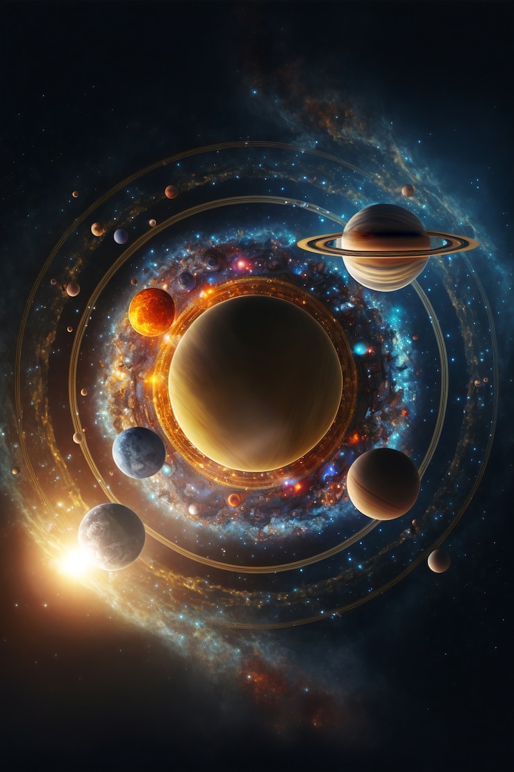 Foto gratuito pianeti del sistema solare nell'universo