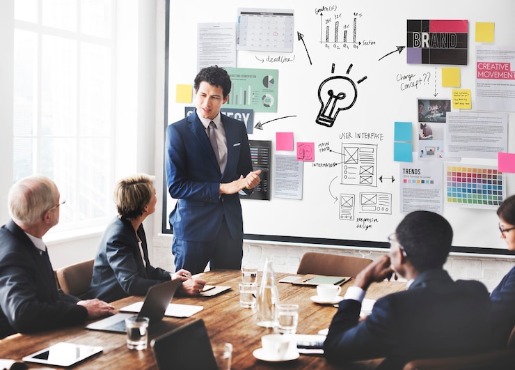 Foto gratuito pianificare la strategia di pianificazione bysiness ideas concept