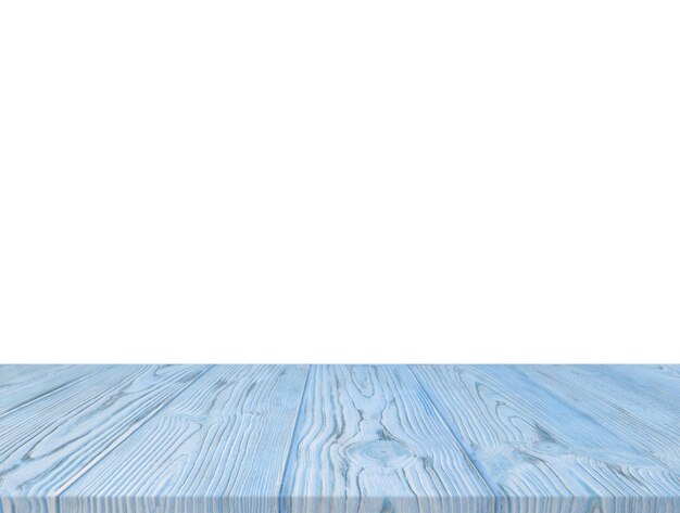 Piano d&#39;appoggio strutturato di legno blu isolato sul contesto bianco