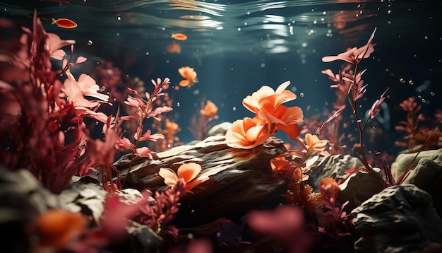 Pianta sottomarina pesce multicolore bellezza in natura colori vivaci generati dall'intelligenza artificiale