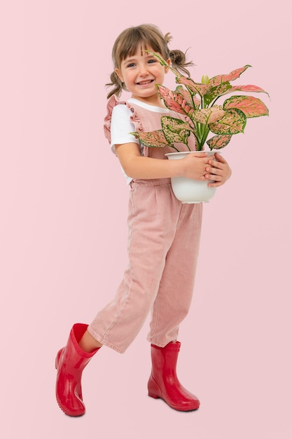 Piante in vaso e riprese in studio per bambini