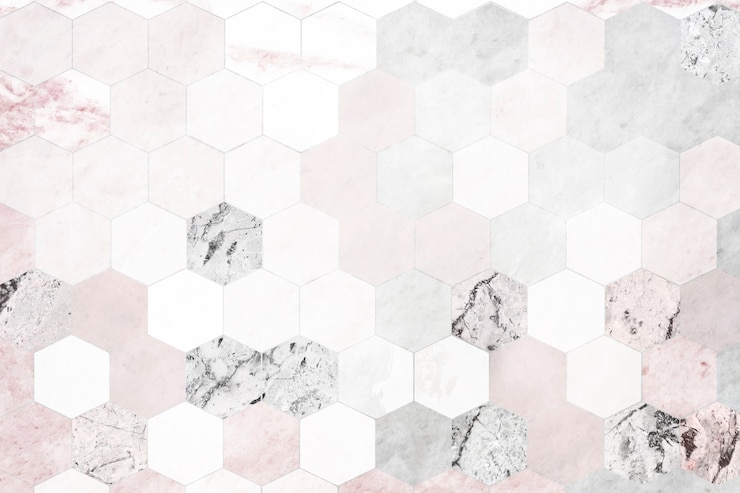 Foto gratuito piastrelle in marmo rosa esagonale fantasia