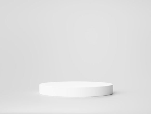 Piattaforma di visualizzazione del prodotto con piedistallo del podio del cilindro bianco per il rendering 3d dello sfondo del posizionamento del prodotto