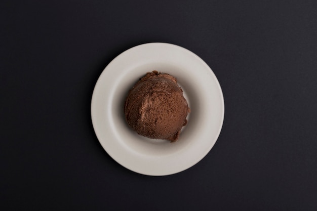 Piatto con gelato al cioccolato