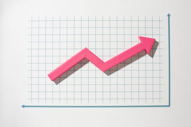 Piatto di presentazione delle statistiche con freccia