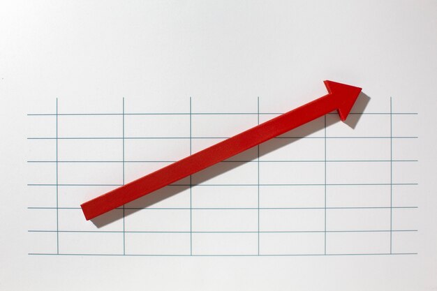 Piatto di presentazione delle statistiche con freccia