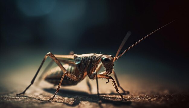 Piccola gamba di locusta nell'erba verde generata dall'IA