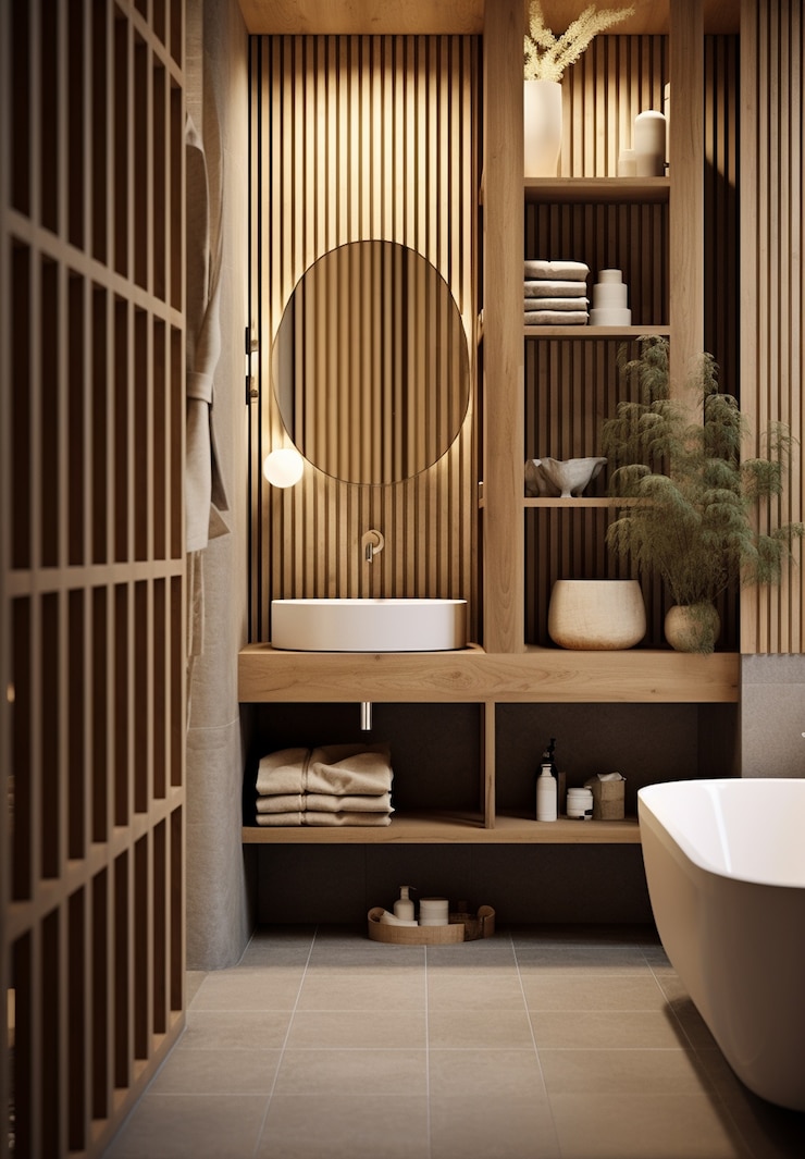 Foto gratuito piccolo bagno con stile moderno ai generato