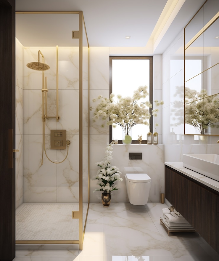Foto gratuito piccolo bagno con stile moderno ai generato