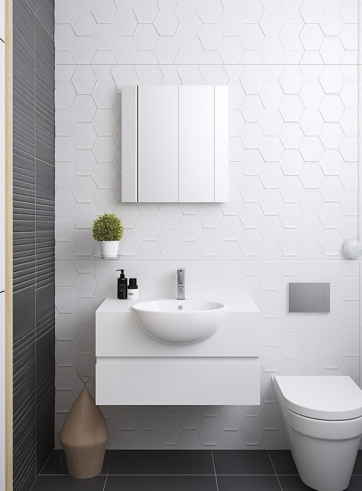 Foto gratuito piccolo bagno con stile moderno ai generato