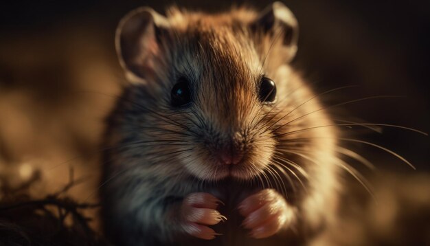 Piccolo coniglio lanuginoso che guarda la macchina fotografica IA simpaticamente generativa