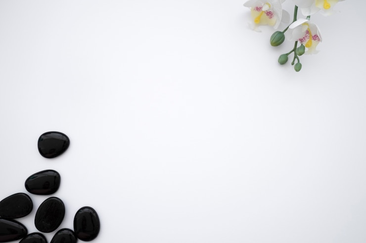 Foto gratuito pietre nere e fiore