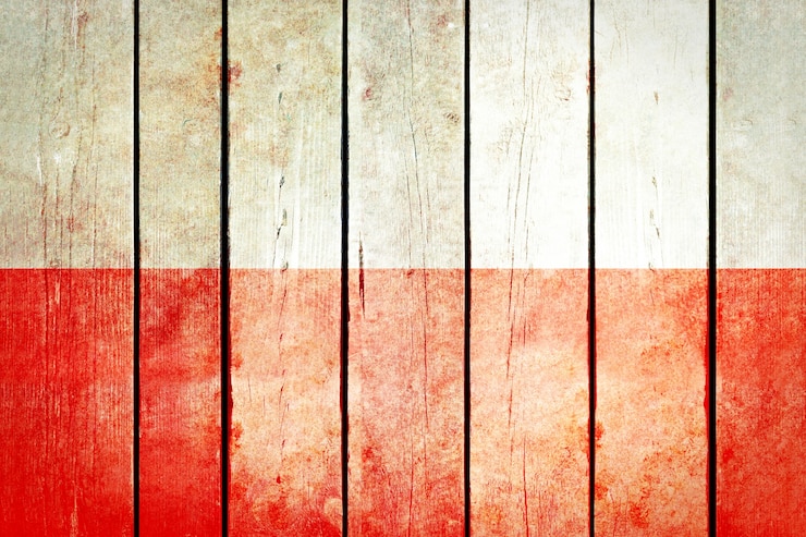 Foto gratuito polonia bandiera grunge in legno.