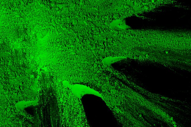 Polvere verde brillante di holi sopra fondo nero