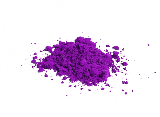 Polvere viola isolata, concetto di festival di Holi