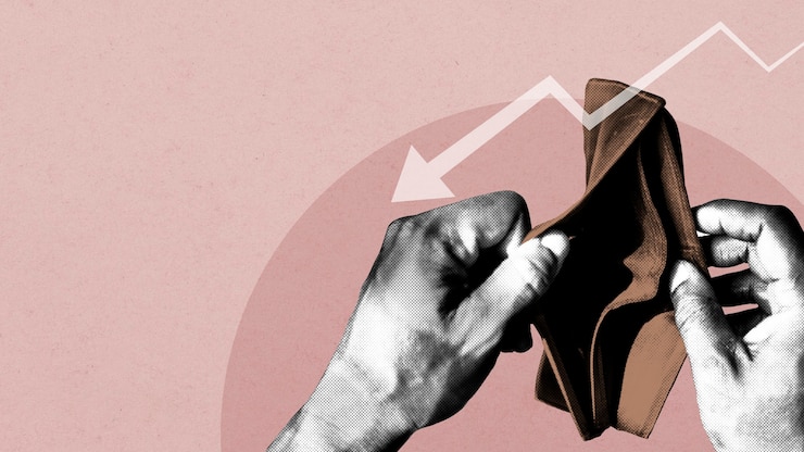 Foto gratuito portafoglio vuoto a causa dell'illustrazione del banner sociale dell'impatto economico del coronavirus