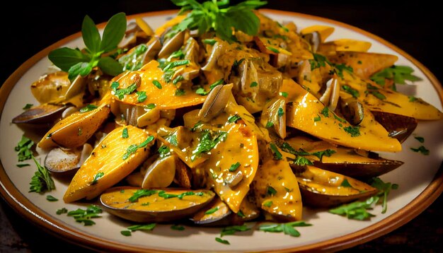 Pranzo di carne di maiale e verdure alla griglia fresco e salutare generato dall'IA