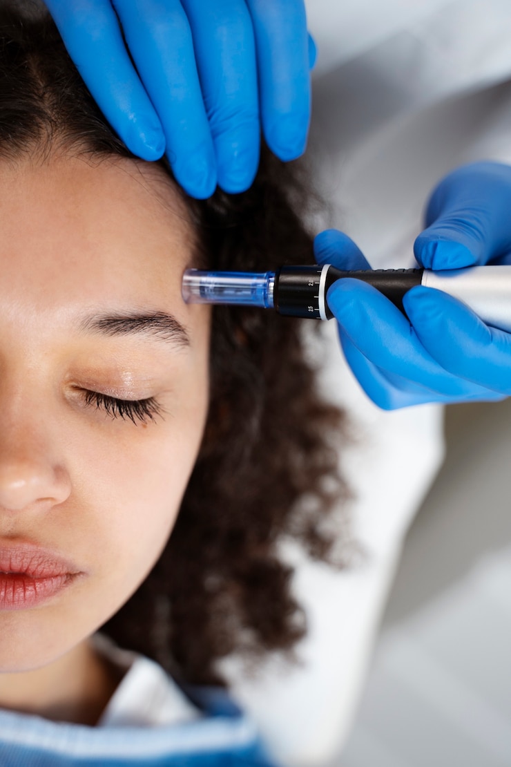 Foto gratuito preparazione degli utensili per la procedura di microneedling