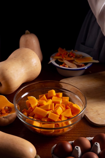 Preparazione della torta di zucca