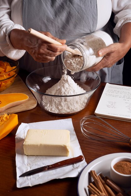 Preparazione della torta di zucca