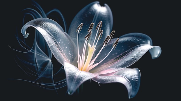 Primo piano del fiore del giglio su un'intelligenza artificiale generativa del fondo nero