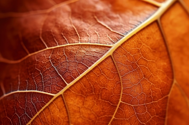 Primo piano della foglia secca di autunno con le vene