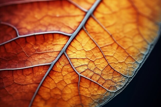 Primo piano della foglia secca di autunno con le vene