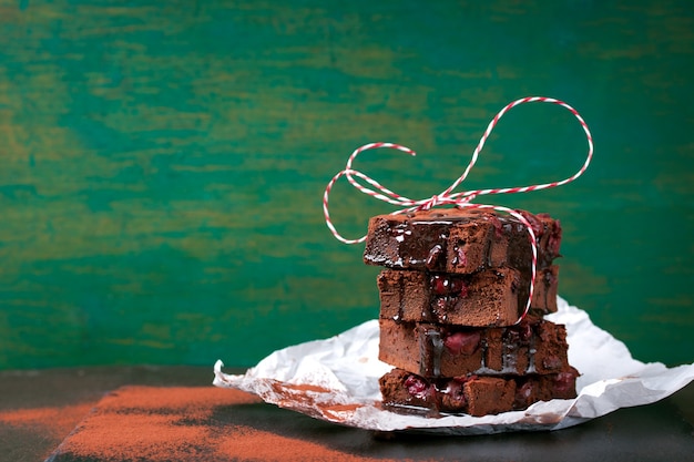 Primo piano di gustosa brownie