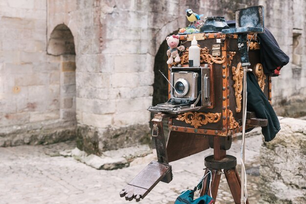 Primo piano di una vecchia macchina fotografica