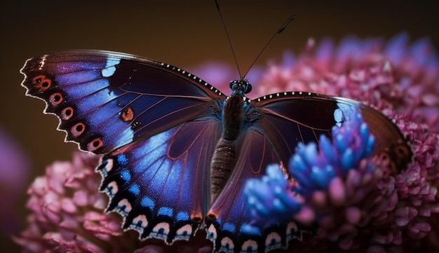 Primo piano di una vibrante farfalla nell'IA generativa della natura