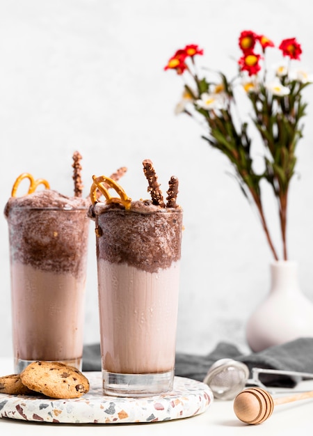 Primo piano frappè al cioccolato