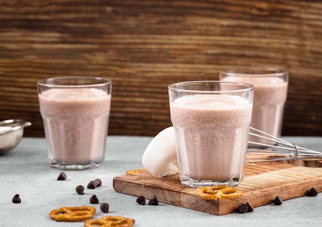 Primo piano frappè al cioccolato