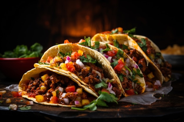 Primo piano su deliziosi tacos