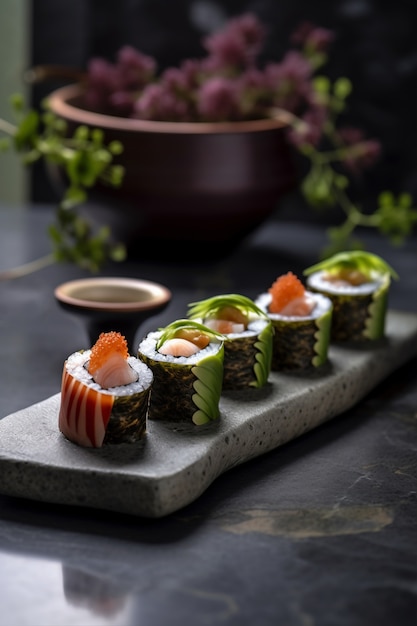 Primo piano su delizioso cibo asiatico