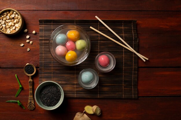 Primo piano su un'appetitosa ciotola tangyuan