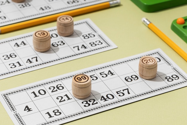 Primo piano sugli elementi del gioco del bingo