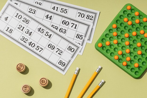 Primo piano sugli elementi del gioco del bingo