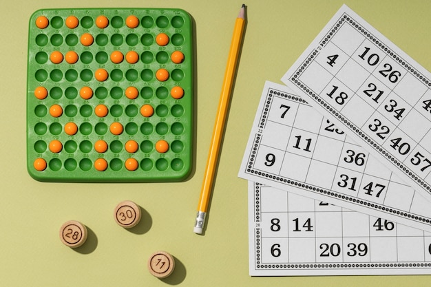 Primo piano sugli elementi del gioco del bingo
